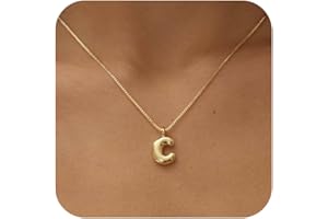 Thaivor Bubble Letter Necklace Initial Necklaces for Women Trendy 14K Dainty Charm Pendant Name Necklace Personalized Jewelry Gift for Women