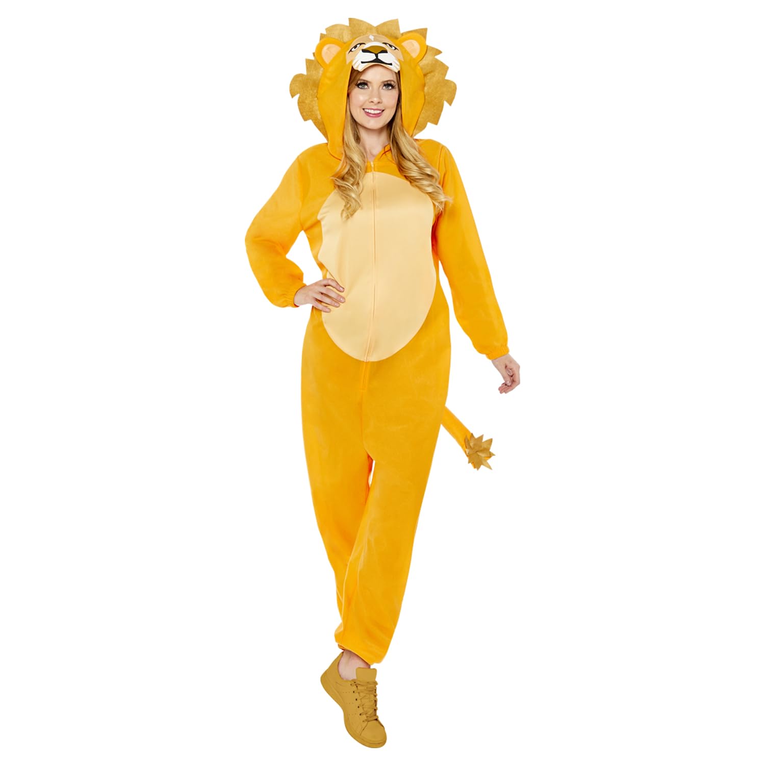 Amscan 9908780 - Adults Lion Zip up Onesie with Hood Unisex Fancy Dress Costume - Standard