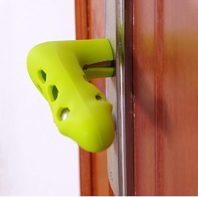 TOSSPER 1 Pcs Green Silicone Doorknob Safety Cover Home Door Handle