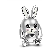 GNOCE Rabbit Charm Bead Sterling Silver Lovely And Kind Zodiac Signs Animal Charm Bead Fit Bracelet/Necklace Jewelry Gift for Women Mens