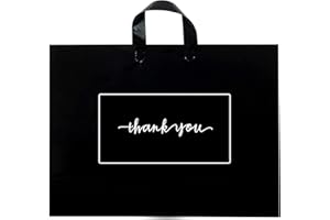 SOSFKIM Thank You Merchandise Bags 50Pcs 17x16In Black Thank You Bags Bulk - Extra Thick 3.15Mil Customer Bags for Small Business - Big Thank You Shopping Bags for Boutique with Soft Loop Handle