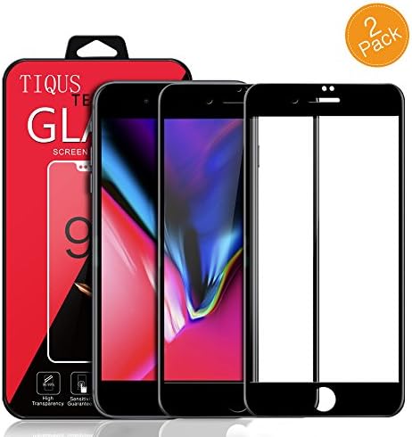 TIQUS 8 Plus 7 Plus Full Coverage Screen Protector, [2 Pack] 3D Curved Glass Screen Protector Compatible for Apple iPhone 8 Plus/iPhone 7 Plus [Black]