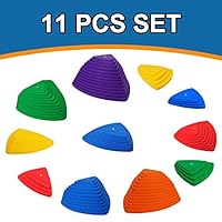 WELINK Balance Stepping Stones for Kids 11 Pieces Plastic River Stones Exercise Gymnastic Blocks with Non-Slip Edging 6 Colors 4 Sizes Outdoor and Indoor Play Set