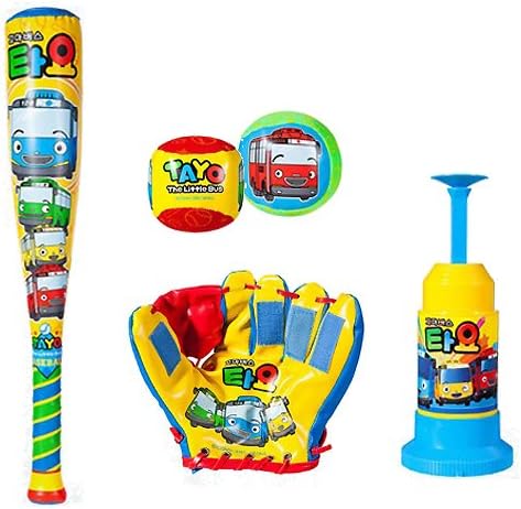 Tayo the Little Bus Pop and Play Baseball Pitching Machine Pop-up Trainer Kids Bat &amp; Ball Set