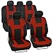 Monaco Canvas Seat Covers for Car SUV - Sporty Racing Style Stripes Black & Ruby Red
