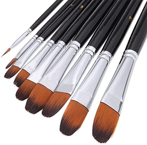 Professional Artist Paint Brushes set black- 9 Pcs, Long Handle, Brushes Perfect for Watercolor, Acrylics, Oil Paint, Gouache, Paint Palette Included. Suitable for Beginners, Artists and Students