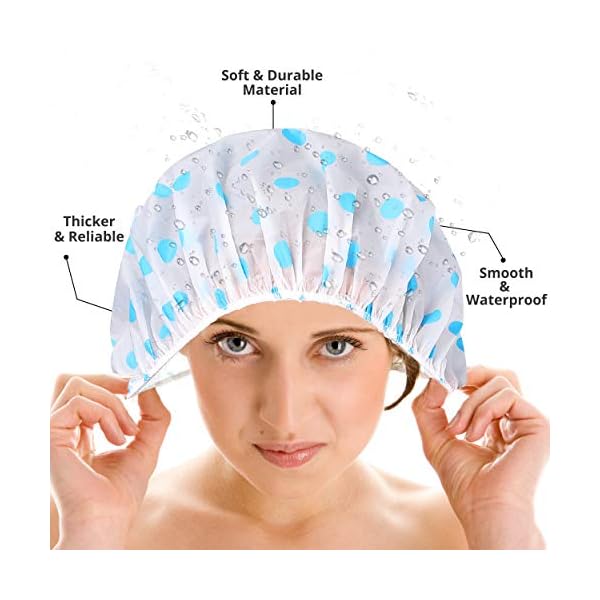 Woospa-Shower-Caps-for-WomenMen-3-Pack-Waterproof-Reusable-Bath-Cap-30cm-Width-with-Elastic-Band Woospa Shower Caps for Women/Men 3 Pack Waterproof & Reusable Bath Cap 30cm Width with Elastic Band (Pack of 3)