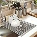 SANNO Roll-Up Dish Drying Rack Multipurpose Over The Sink Dish Rack with Lid Organizer, Plate Rack Lid Holder,Fruits and Vegetable Drainer Rack - Silicone Covered Stainless Steel