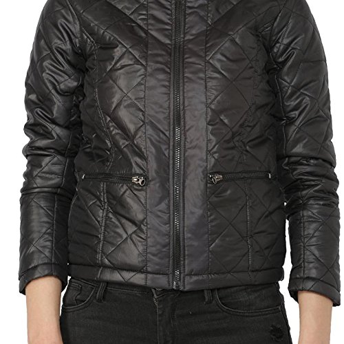 campus sutra full sleeve solid women quilted jacket black