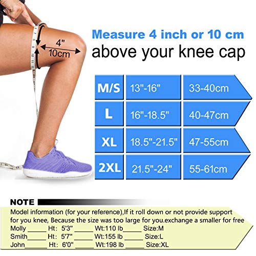 MOLIY Knee Compression Sleeve - Knee Brace for Men & Women Running, Weightlifting, Workout, Sports - Support for arthritis Pain Relief and Injury Recovery - Single Wrap