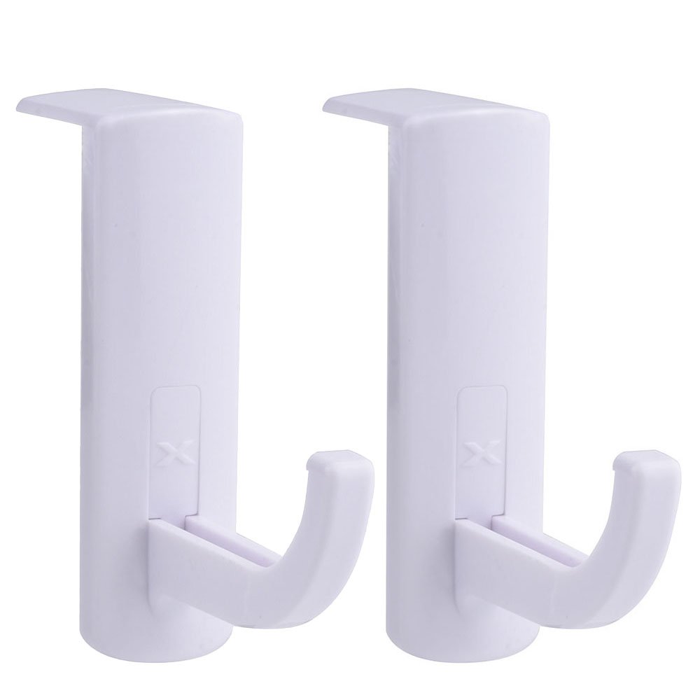 Mudder 2 Pack Headphone Headset Hanger Monitor Stand Holder Headset Stick-on Hook, White