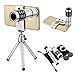Phone Camera Lens Kit 12x Optical Zoom Universal Smartphone Telephoto Telescope Lens with Tripod Sliver (12x Lens + Tripod)