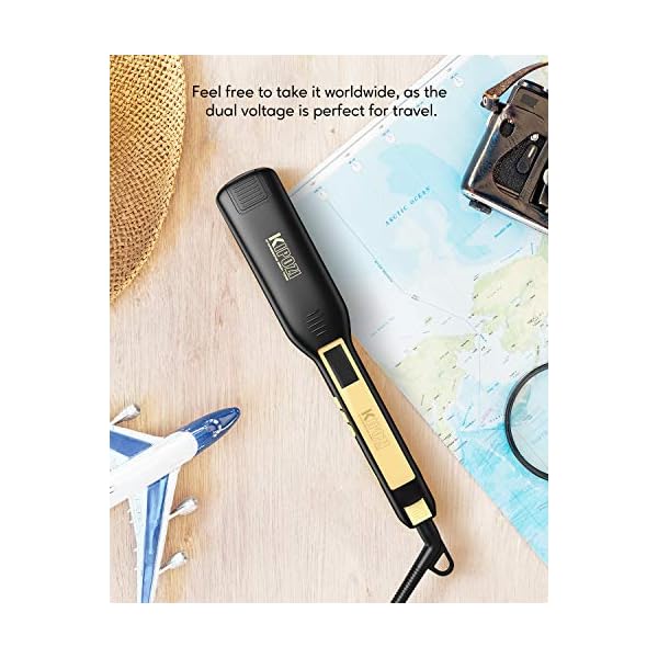 kipozi professional titanium flat iron hair straightener with digital lcd