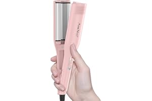 AMOVEE Hair Crimper, Professional 1/2 Inch Curling Iron, 3 Ceramic Barrels Hair Waver with Small Negative Ions, Dual Voltage for Home and Travel