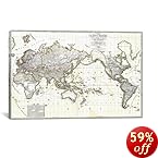 iCanvasART Antique French Map of The World by Antique Maps Canvas Art Print, 26 by 18-Inch