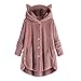 Misaky Hoodie with Cat Ears Solid Color Plush Casual Button Pocket Long Sleeve Hood Tops Outwear Coatthumb 2