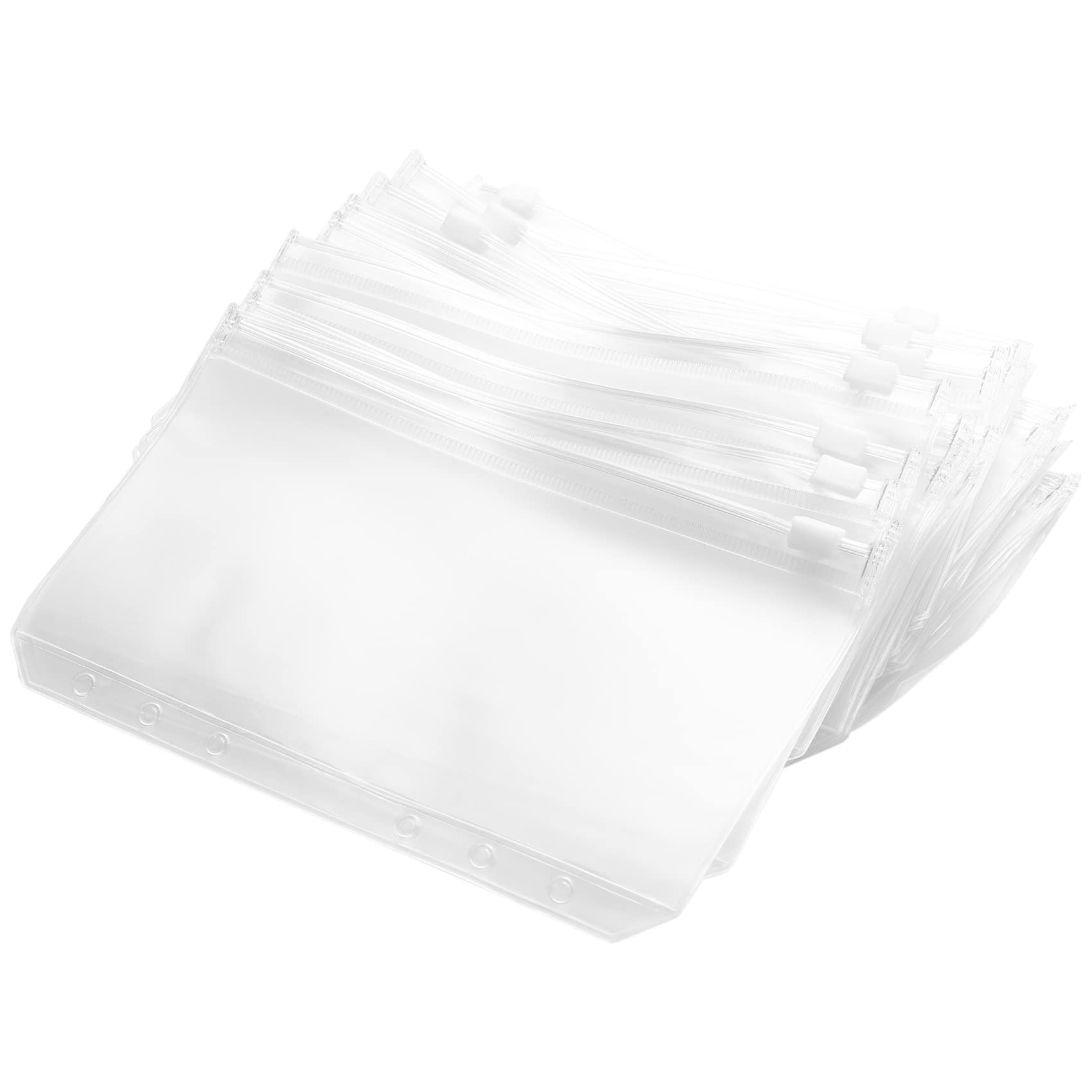 Alliteqwe 34 PCS Binder Pockets A6 Size 6 Holes Zipper Binder Pouch Folders Clear Waterproof PVC Loose Leaf Bags for 6 Binder