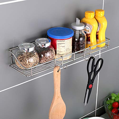 KESOL Adhesive Shower Caddy Shower Shelf Basket with Hooks, 304 Stainless Steel, 2 Pack - Thumbnail 2