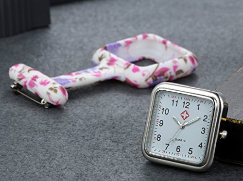 Women Girl's Nurse Watches 2Pcs Brooch Lapel Pin Hanging Medical Doctor Silicone Jelly Fob Pocket Watch