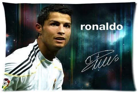 Velishyshy Custom Real Madrid CF Superstar Cristiano Ronaldo CR7 Pillowcase Soft Zippered Throw Pillow Cover Cushion Case Covers Fasfion Design Two Sides Printed 20x30 Inches
