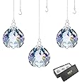 JIHUI Crystal Prism Ball Window Suncatcher Rainow Maker 30mm/1.18 inches with Chain for Easy Hanging Pack of 3