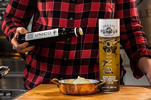 Italian White Truffle Extra Virgin Olive Oil - 3.4 Oz - by Urbani Truffles. Organic Truffle Oil 100% Made In Italy Without Chemicals And With Real Truffle Pieces Inside The Bottle. No Artificial Aroma