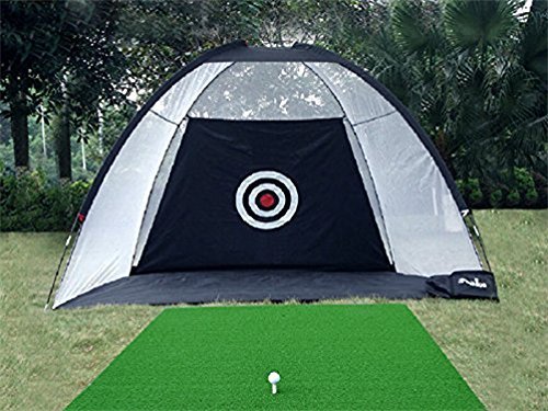 77tech 10' Golf Practice Net Driving Net System Tri-Ball Hitting Net with Target