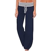 NEWCOSPLAY Women's Comfy Pajama Pants Casual Drawstring Palazzo Lounge Wide Leg Pants