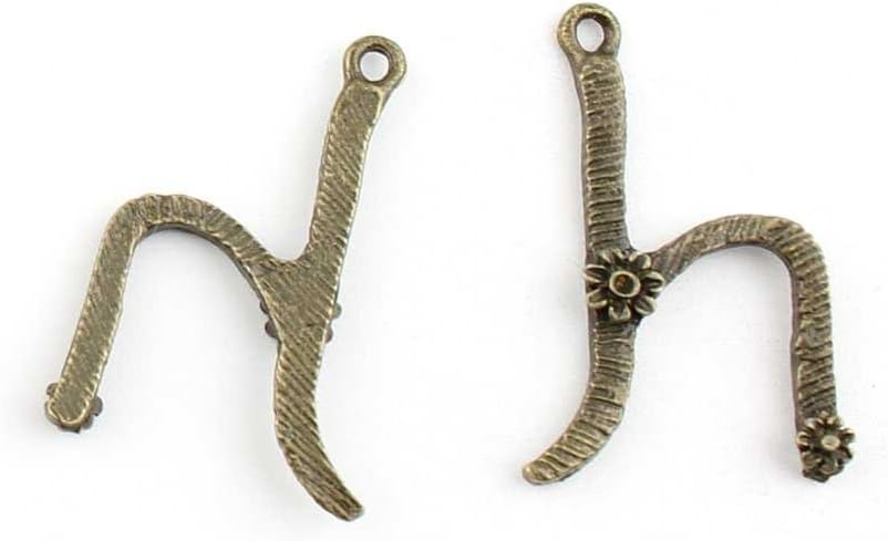 40 Pieces Jewelry Making Charms Letter H retro vintage supply bulk antique