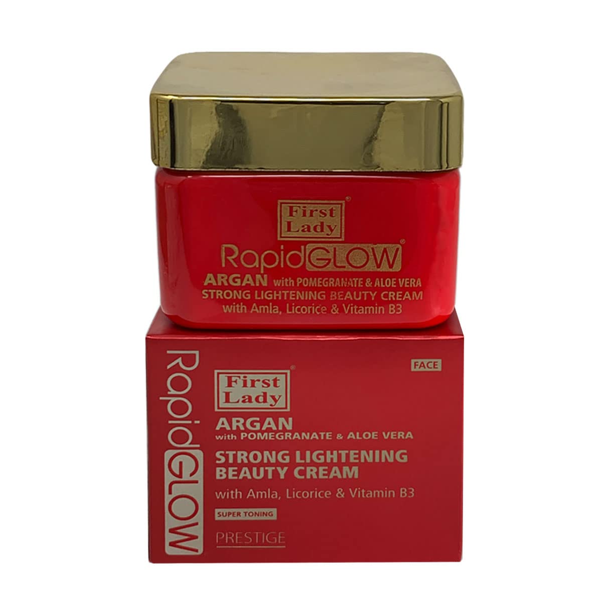 First Lady Rapid Glow Argan Brightening Cream 250ml – Kojic Acid & Vitamin C Moisturiser for Dark Spots, Hyperpigmentation & Uneven Skin Tone – With Aloe Vera, Amla, Licorice & Pomegranate