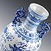ufengke Blue And White Porcelain Binaural Dragon Vase with Stand