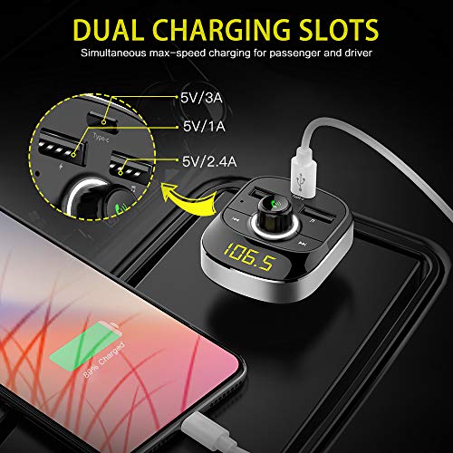 Bluetooth FM Transmitter for Car - Soyond Wireless FM Radio Transmitter Bluetooth Receiver Adapter Hands-Free Calling Car Kit with Dual USB Quick Charging Ports Support USB Drive, TF Card, MP3 Player - Thumbnail 3