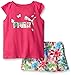 PUMA Little Girls' Toddler Tee and Skort Set, Pink Glo, 4T