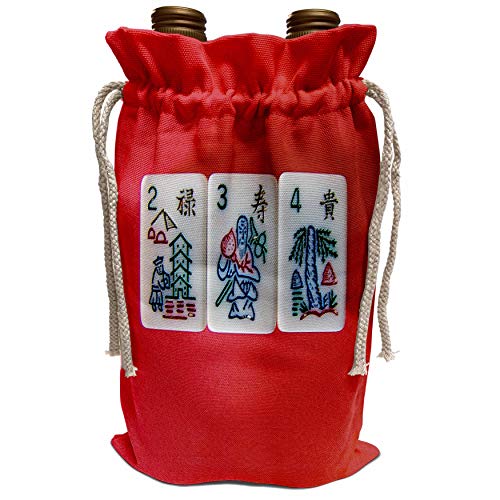 3dRose Wine Bag, 13.5" by 8.5", Mah Jongg Flowers