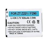ZTE Z222 Cell Phone Battery (Li-Ion 3.7V 920 mAh) Rechargable Battery - Replacement For ZTE Li3709T42P3H43657 Cellphone Battery
