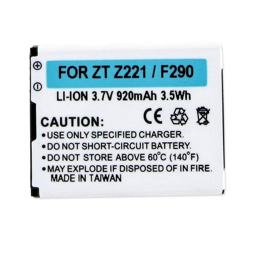 ZTE Z222 Cell Phone Battery (Li-Ion 3.7V 920 mAh) Rechargable Battery - Replacement For ZTE Li3709T42P3H43657 Cellphone Battery
