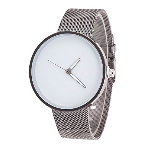 Women Men Unisex Metal Mesh Quartz Wrist Watch,Analog Watch Cheap ODGear NW118 (White)