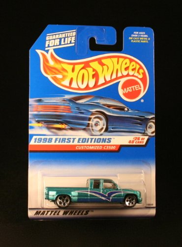 Hot Wheels - 1998 First Editions - Customized C3500 - Chevy Pickup - Die Cast - Green - #26 of 40 - Collector #663 - Limited Edition - Collectible 1:64 Scale