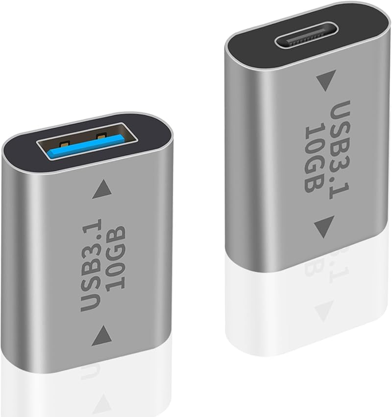 Duttek USB A Female to USB C Female Adapter 3.1 Gen2 10Gbps 2Pack