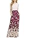 MEROKEETY Women's Summer Short Sleeve Striped Floral Print Elastic Waist Maxi Dress with Pockets