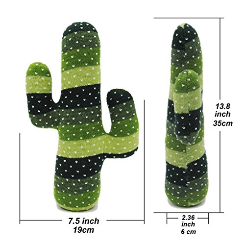 EDLDECCO Artificial Handicraft Fabric Cactus Decorative Plush Gift for Your Home Décor Table Décor Bedroom and Office-Light Green and Dark Green Strip