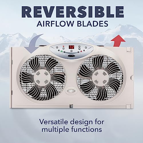 BIONAIRE Premium Digital 8.5" Twin Window Fan, Reversible Airflow