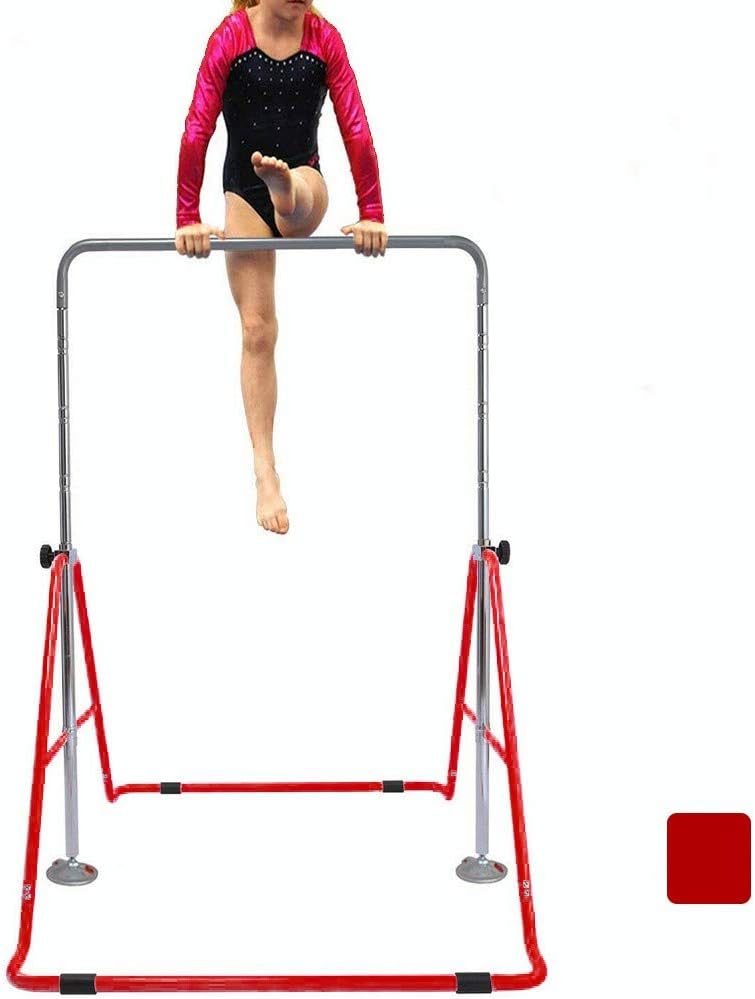 Home Gymnastics Bars for Kids, Adjustable Height Gymnastic Horizontal Bars, Children Folding Junior Training Bar, Child Gym Climbing Tower Kip Balance Bar for Beginner Gymnasts