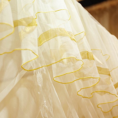 Uozzi Bedding 4 Corners Post Beige Canopy Bed Curtain for Girls & Adults - Cute Cozy Drape Square Netting for Twin Bed - 4 Opening 47" W x 78" L Mosquito Net - Princess Bedroom Decoration