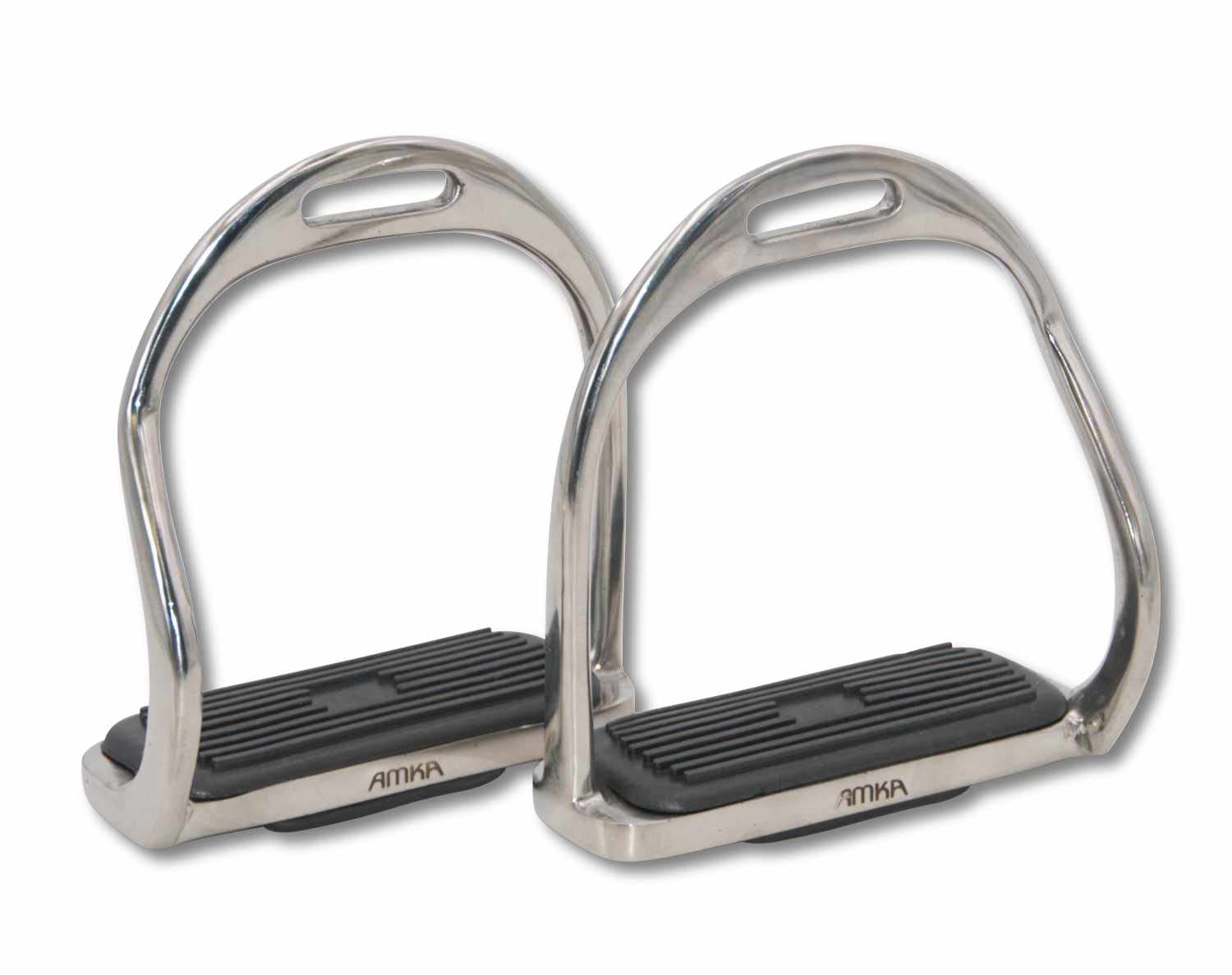 Bent leg safety stirrups - stainless steel with black interchangeable inserts