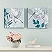 Decor Well - 2 Pieces Teal Blue Wall Art Canvas Decor Set, Dragonfly and Botanical Art Canvas Print Ready to Hang