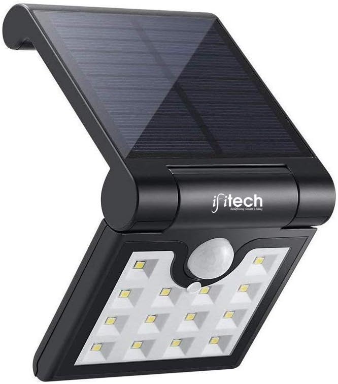 IFITech 1w Waterproof Foldable Solar Wall Lights Motion Sensor, White