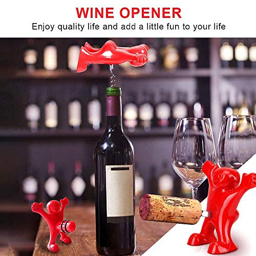 Faraone4w 3 in 1 Wine Opener Set, Happy Man Bottle Opener, Wine Bottle Stoppers Wine Bottle Corkscrew Beverage Bottle Stopper Corkscrew, Novelty Set - Gift Set - Wine Saver