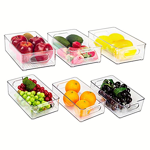 Stackable Refrigerator Organizer Bins, Set of 6 Medium Plastic Fridge