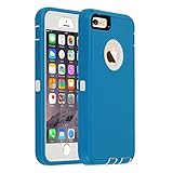 iPhone 6s Plus/ 6 Plus Case,Heavy Duty Armor 3 in 1 Built-in Screen Protector Rugged Cover Dust-Proof Shockproof Drop-Proof Scratch-Resistant Anti-Slip Shell for iPhone 6+/6s+ 5.5 inch,Blue/White